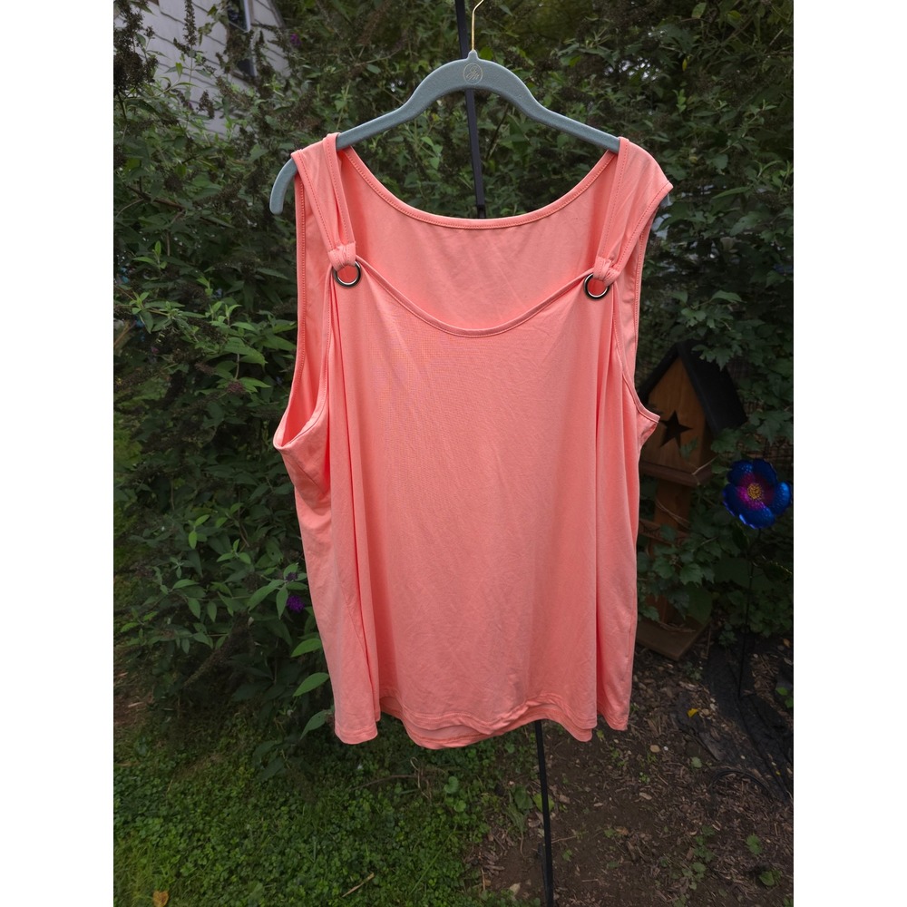 Women's 4XL Sleeveless Tank Top Peach Orange Ring‎ Detail Plus Size